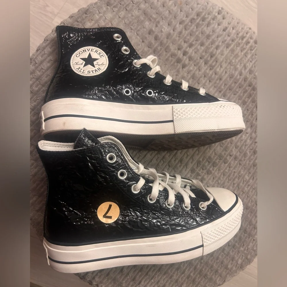 All Star Convers High Top Sneaker in Black with Egret Accents